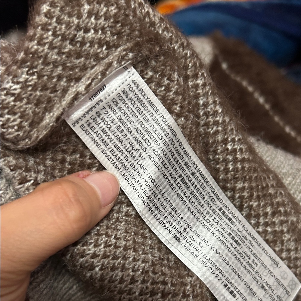 Mango Argyle Patterned Brown and Gray Sweater NWT - image 4